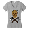 skull wood Women's V-Neck T-Shirt