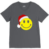 smiley face wears santa hat merry christmas V-Neck Tee