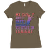 my cat and i stay in tonight Ladies Fitted T-Shirt