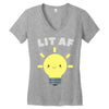 lit af kawaii light bulb Women's V-Neck T-Shirt