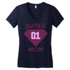 super mom 01 Women's V-Neck T-Shirt