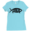 evolve t shirt small funny evolution science atheist darwin atheism fi Ladies Fitted T-Shirt