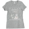 christmas funny dog &amp; snowman Ladies Fitted T-Shirt