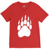 large bear paw print crew neck long sleeve V-Neck Tee