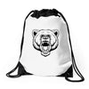 angry bear head Drawstring Bags