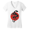 sun dragon with pearl   black red white Women's V-Neck T-Shirt