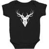 deer head vector white logo Baby Bodysuit