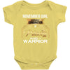 november  girl is a perfect combination of princess and warrior Baby Bodysuit
