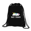 Unicorn Says Not Today Drawstring Bags