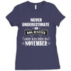 never underestimate an old man who was born in november Ladies Fitted T-Shirt