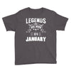 Legends Are Born In January Youth Tee