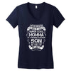 Super Cool Momma Of A Freaking Awesome Son Women's V-Neck T-Shirt