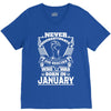 Never Underestimate Dog Rescuer Who Was Born January V-Neck Tee