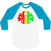 rasta skull and crossbones reggae dub club rave 3/4 Sleeve Shirt