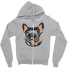 blue and tan frenchie Zipper Hoodie