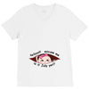 hello excuse me is it july yet asian girl black print V-Neck Tee