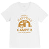 what happens in camper stays in camper vintage style camp funny V-Neck Tee