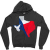Eroded Texas Map With Flag Zipper Hoodie