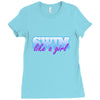 swim like a girl neon Ladies Fitted T-Shirt