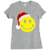 smiley face wears santa hat merry christmas Ladies Fitted T-Shirt