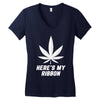 Support Lung Cancer Awareness With A White Cannabis Leaf Women's V-Neck T-Shirt