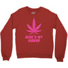 Support Breast Cancer Awareness With A Pink Cannabis Leaf Crewneck Sweatshirt