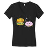 cheeseburger pranks doughnut Women's V-Neck T-Shirt