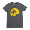 beach silhouette birds sand sunset Ladies Fitted T-Shirt
