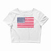 t-rex vintage american flag Crop Top