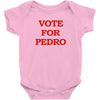 vote for pedro ringer t shirt napoleon dynamite ninja skills Baby Onesie