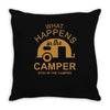 what happens in camper stays in camper vintage style camp funny Throw Pillow