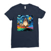 Totoro Van Gogh Parody Ladies Fitted T-Shirt