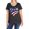 disstressed america flag heart Ladies Curvy T-Shirt