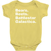 bears, beets, battlestar galactica Baby Bodysuit