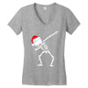skeleton dabbing christmas Women's V-Neck T-Shirt