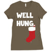 well hung endowed christmas stocking funny Ladies Fitted T-Shirt