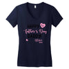 Happy Fathers Day Daddy! Baby Girl Any Name Customized Women's V-Neck T-Shirt