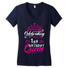 Celebrating With the 1st Birthday Queen Women's V-Neck T-Shirt