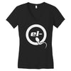 el q white logo Women's V-Neck T-Shirt