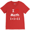 kids boys childrens i love math 1+1=11 funny V-Neck Tee