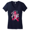 breast cancer awareness hope ribbon heart Women's V-Neck T-Shirt