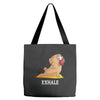 yoga pug exhale Tote Bags