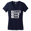 v6 swim bike run Women's V-Neck T-Shirt