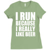 i run because i really like beer Ladies Fitted T-Shirt