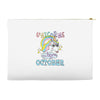unicorns are born in october cute unicorn Accessory Pouches