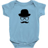 hat wayfarer glasses funny moustache hipster funny geek light tee shir Baby Onesie