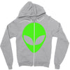 uomo alieno ufo stampa verde fluo divertente mitiche Zipper Hoodie
