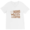 books and cats and coffee V-Neck Tee