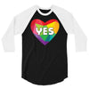 Yes Lgbt Heart 3/4 Sleeve Shirt