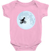Biker Dinosaur - Dinosaur Riding A Bike To The Moon Baby Bodysuit